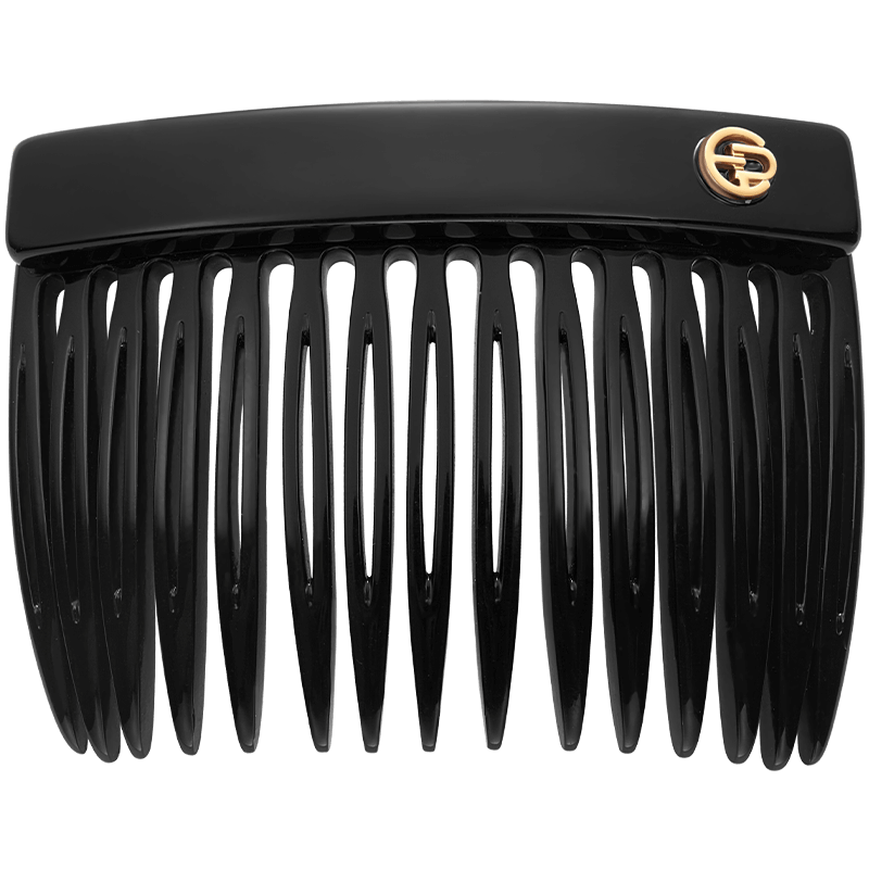 Evita Peroni Vintage Inverted Hair Comb for Women Bangs Crushed Hair Princess Head Clip Simple Hairpin Short 6CM - Classic Black