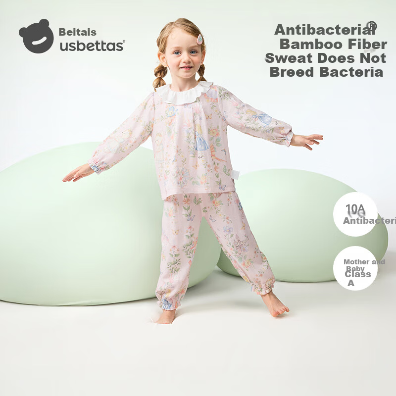 Betis Children's Homewear Set Summer Thin New Baby Pajamas Nine-Sleeve Pants Boys and Girls Air Conditioning Clothes