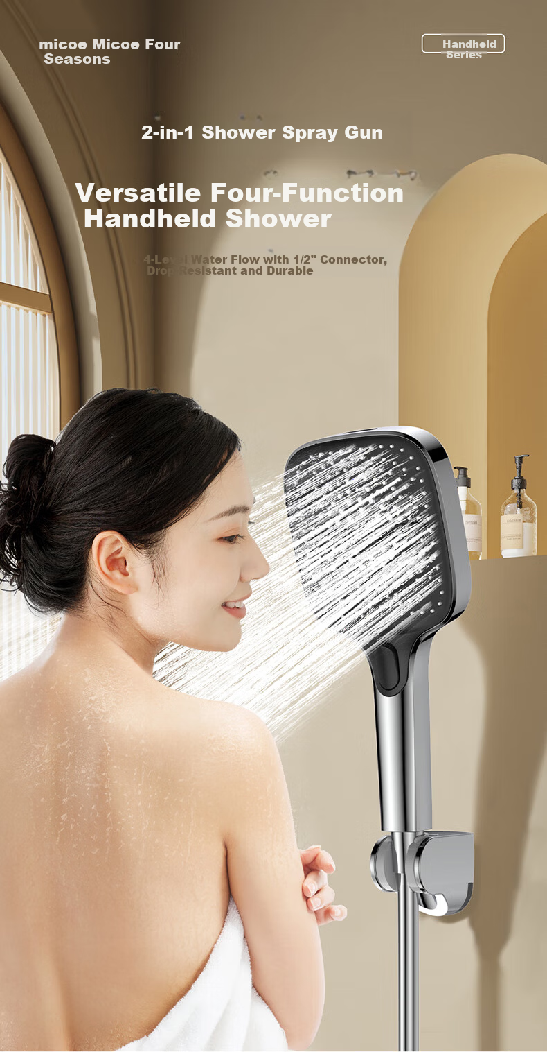 MICOE Shower Head Set High-Pressure Home Bathroom Waterfall Single Handheld Silicone Descaling Large Panel Rain Shower Head 1