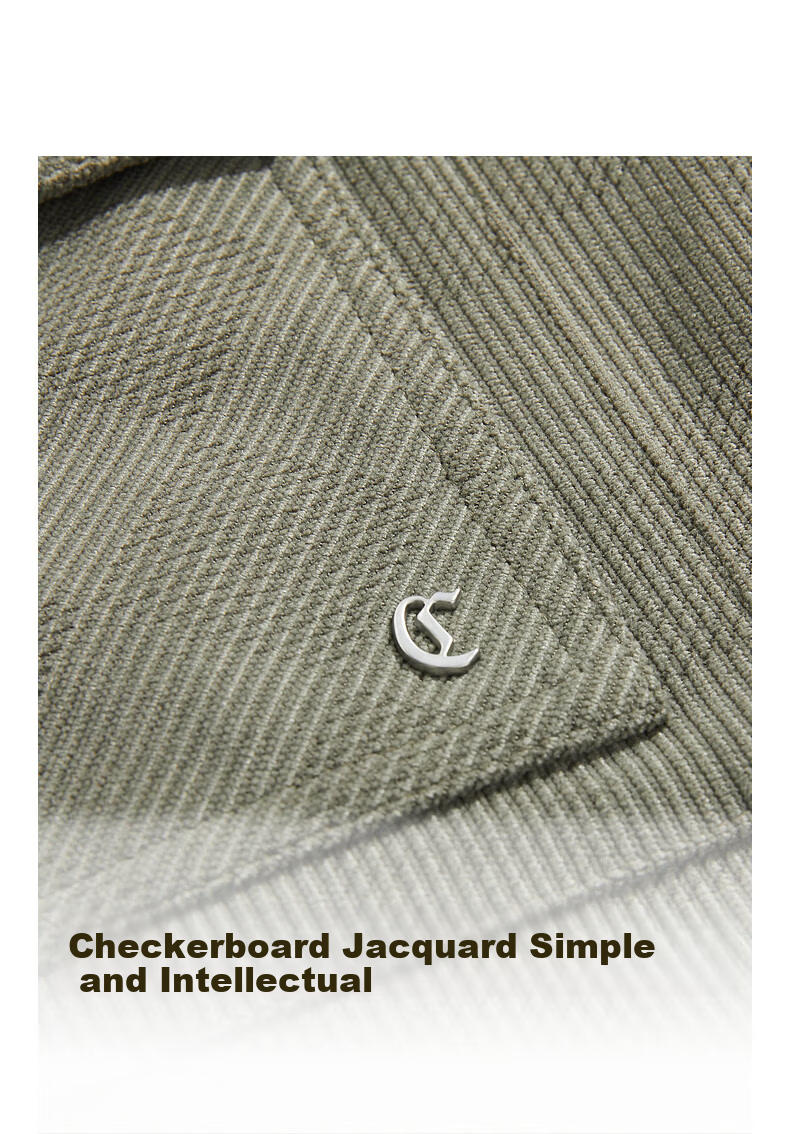 CABBEEN Men's Jacquard Checkerboard Autumn Jacket with Metal Logo Decoration 5