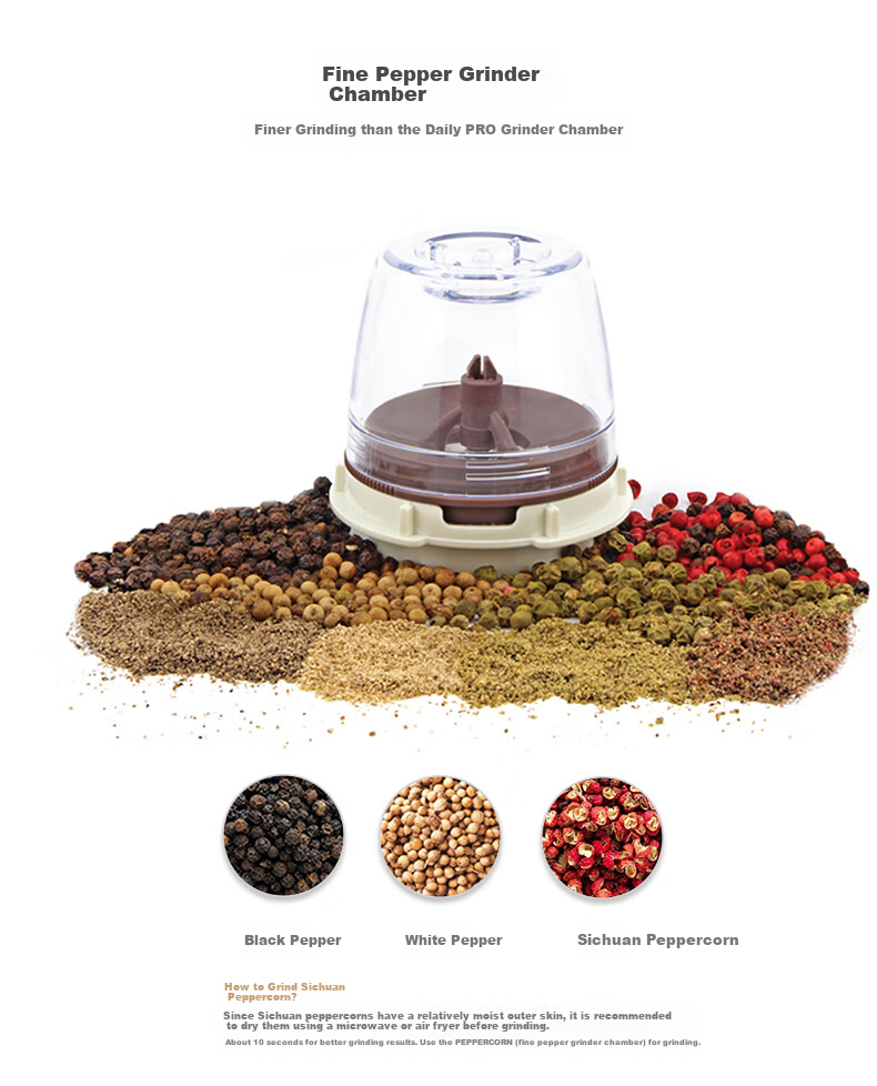 FINAMILL Lin Chef Electric Grinder Sesame Flaxseed Chia Seed Sea Salt Grinder Spice BBQ Essential Rechargeable Green 7