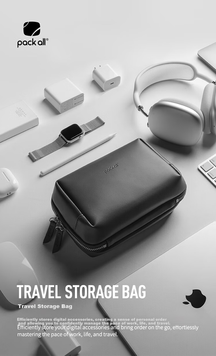 Pack All Multi-Functional Digital Accessories Storage Bag Large Capacity Charger Data Cable Organizer Accessories Bag Off-White 1