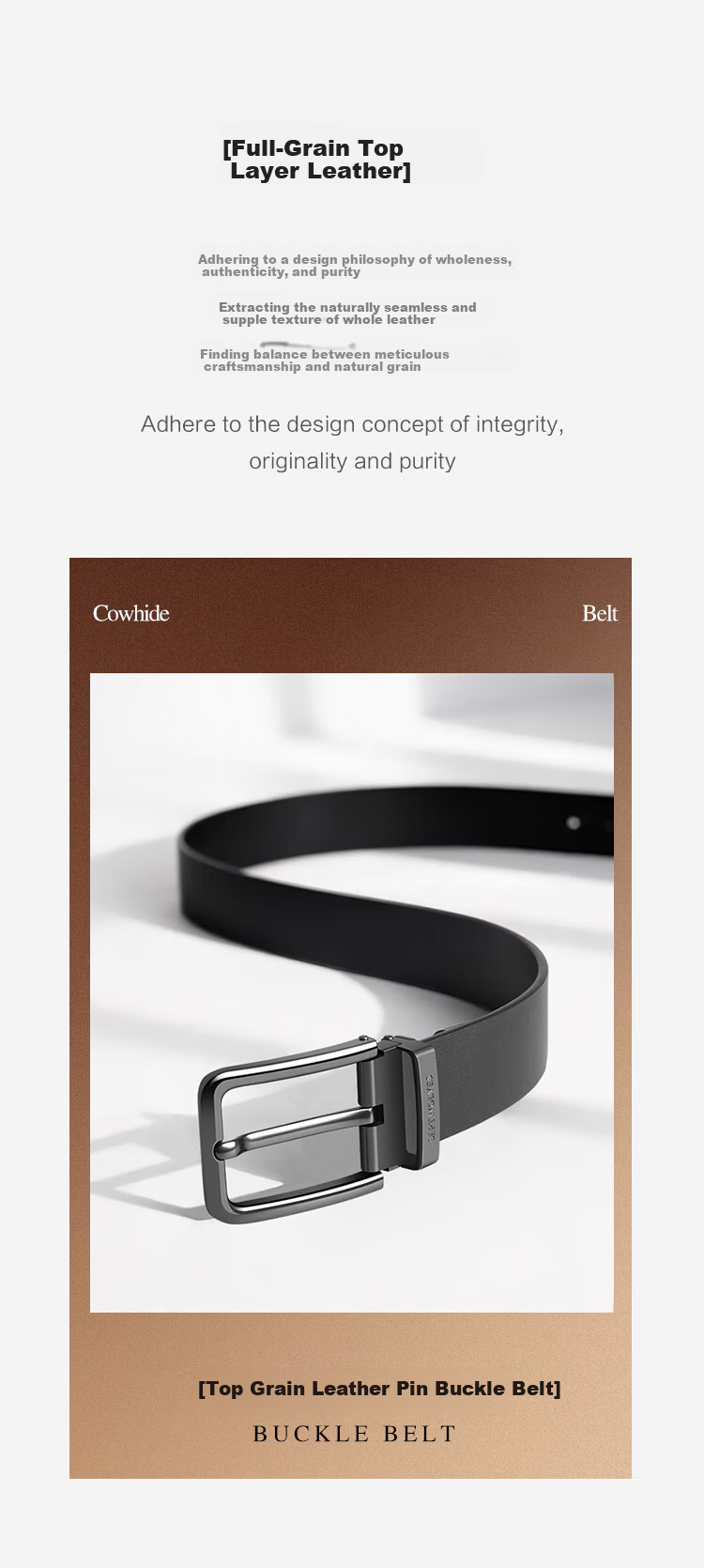 Seven Wolves Men's Genuine Leather Belt, 3.7cm Wide Pin Buckle, Birthday and Valentine's Day Gift for Boyfriend or Husband 2