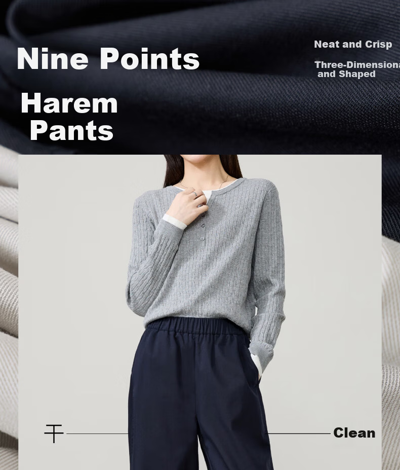 ESE-Y Laisai Cotton Lyocell Scythe Pants Women 26 Spring New Slim Fit Cropped Harem Straight Casual Pants Dark Blue 31 1