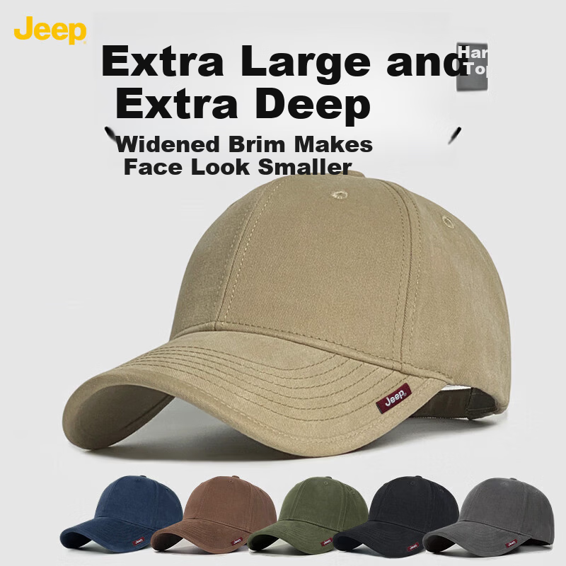 JEEP Men's Baseball Cap Versatile Four-Season Pure Cotton Adjustable Sunshade Hat Unisex Sun Protection Cap