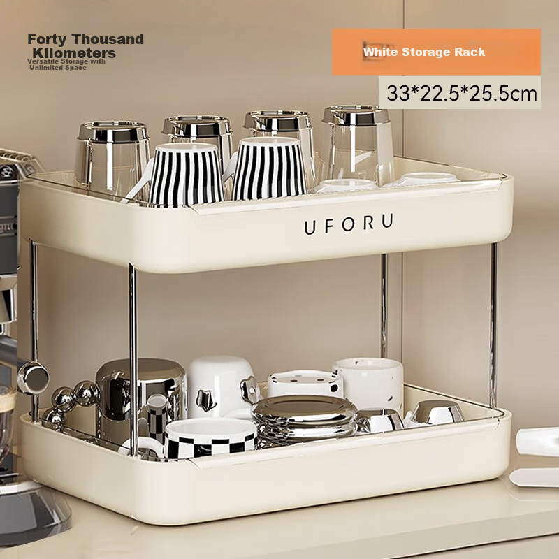 40,000 KM Cup Holder Cup Storage Rack Desktop Water Cup Organizer Dining Table Tray Household Double-Layer Draining Tea Cup Rack