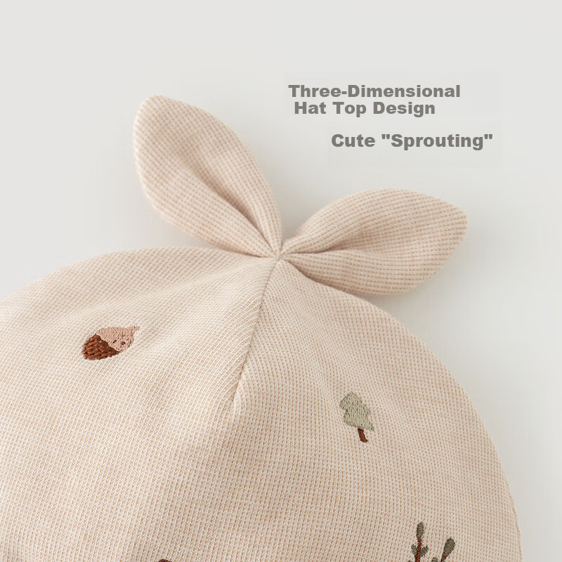 Guaiqi Bear Newborn Baby Pure Cotton Cap Spring and Autumn Seamless Soft Fontanelle Protection Baby Cute Outdoor Hat