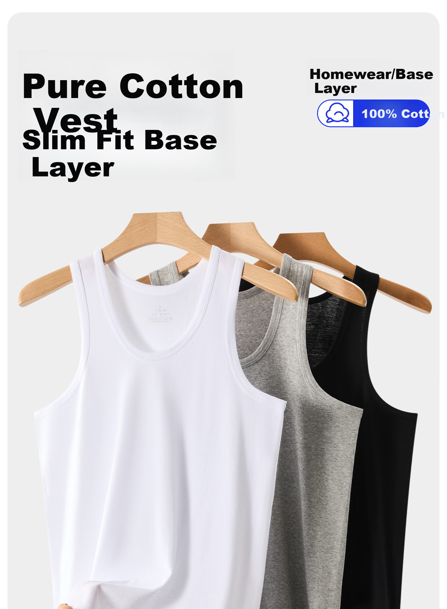 Yalu Pure Cotton Men's Tank Top Racerback Sports Fitness Sweat-Absorbing Breathable Loose Sleeveless Undershirt 3