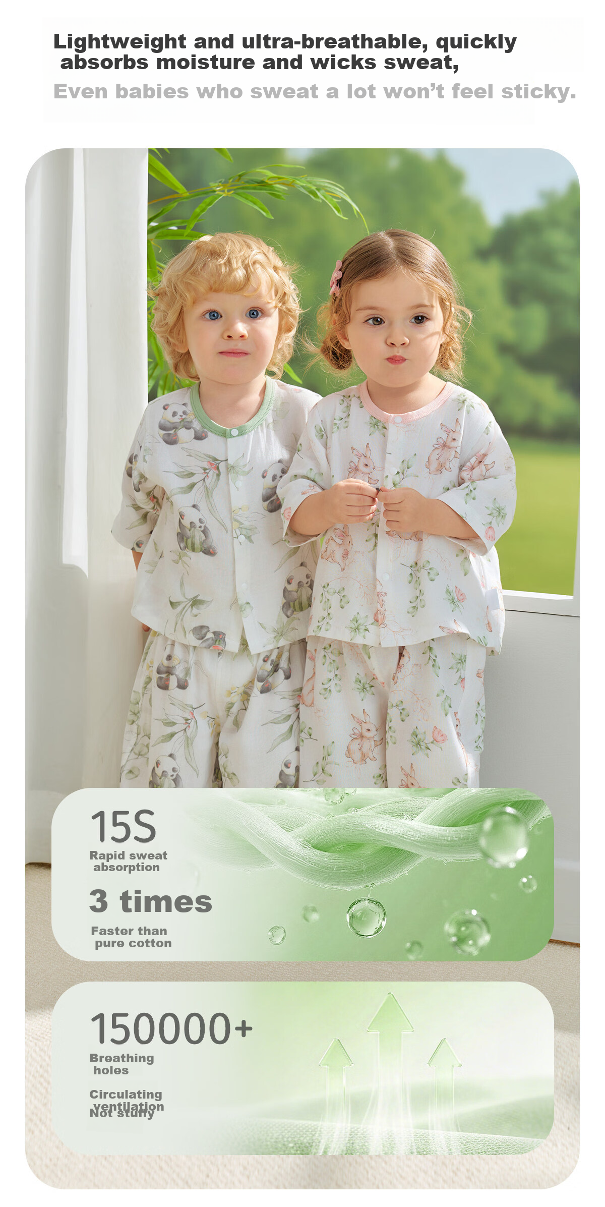 JOYNCLEON Kids Bamboo Cotton Gauze Pajamas Spring Summer Baby Homewear Set Boys Girls Air Conditioning Clothes Jyf195982 11