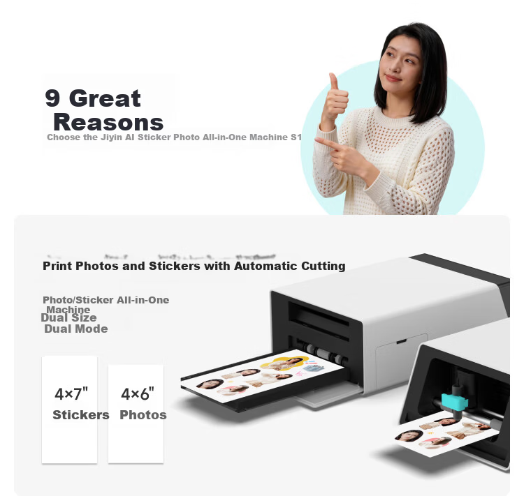 Jiyin AI Sticker Photo Printer All-in-One S1 AI Background Removal Auto Cropping AI Creative Raw Image Auto Laminating High-Definition Sticker Photo Printer 5