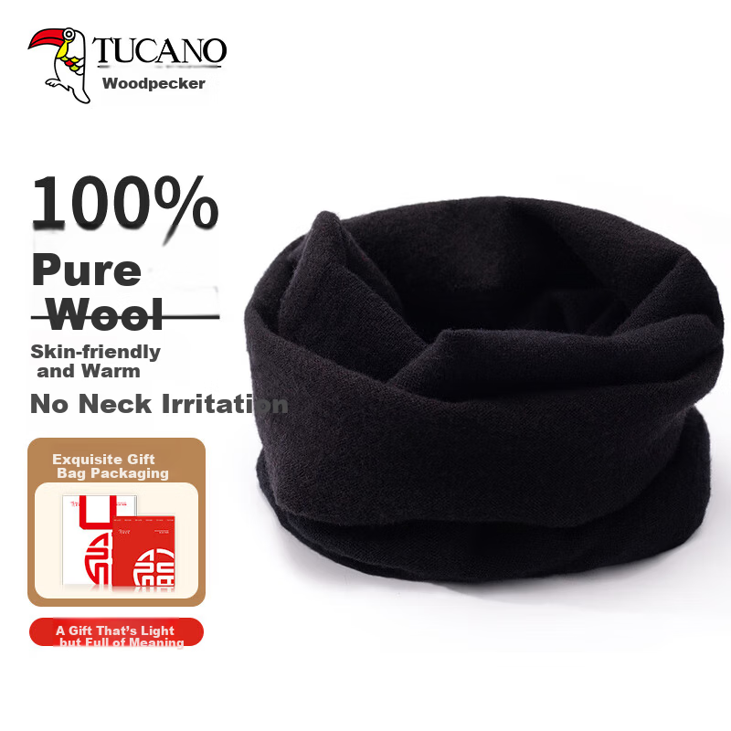 TUCANO Pure Wool Men's Winter Outdoor Cycling Neck Warmer Face Cover Scarf Thermal Cold Protection