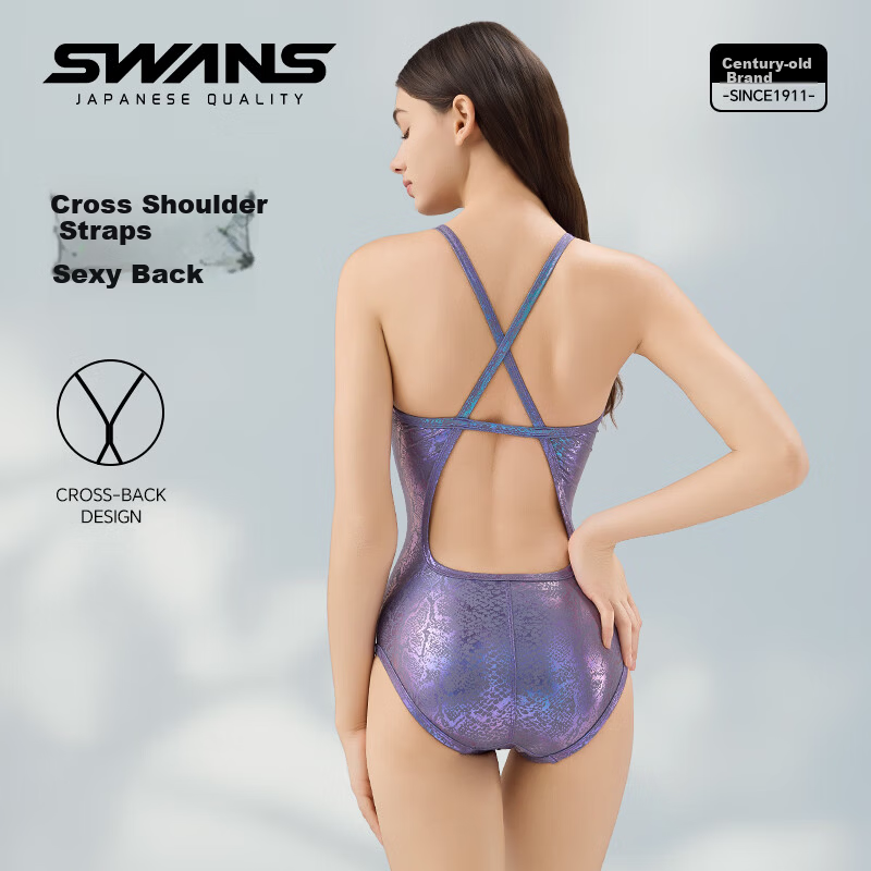 SWANS Women's Triangle Swimsuit, Comfortable Quick-Dry Chlorine-Resistant Professional Training Slim-Fit Hot Spring Swimwear Racing Style M