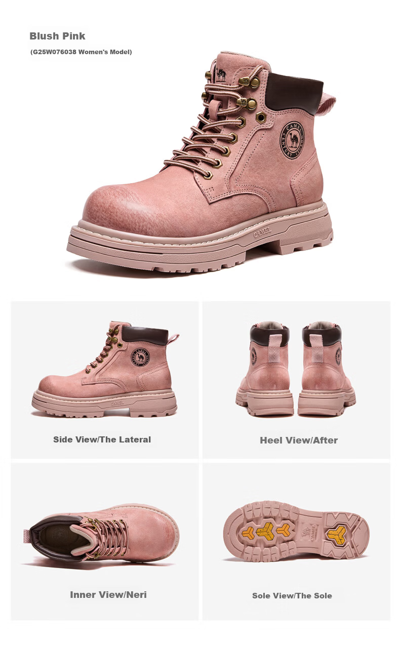 CAMEL Wang Junkai Style Martin Boots High-top Outdoor Workwear Yellow Boots Men GE122W7757T Golden Yellow Size 40 30