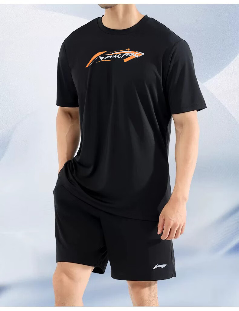 LI-NING Sports Set Men and Women Summer Short Sleeve Shorts Running Quick-Dry T-Shirt Basketball Badminton Fitness Training Suit M 7
