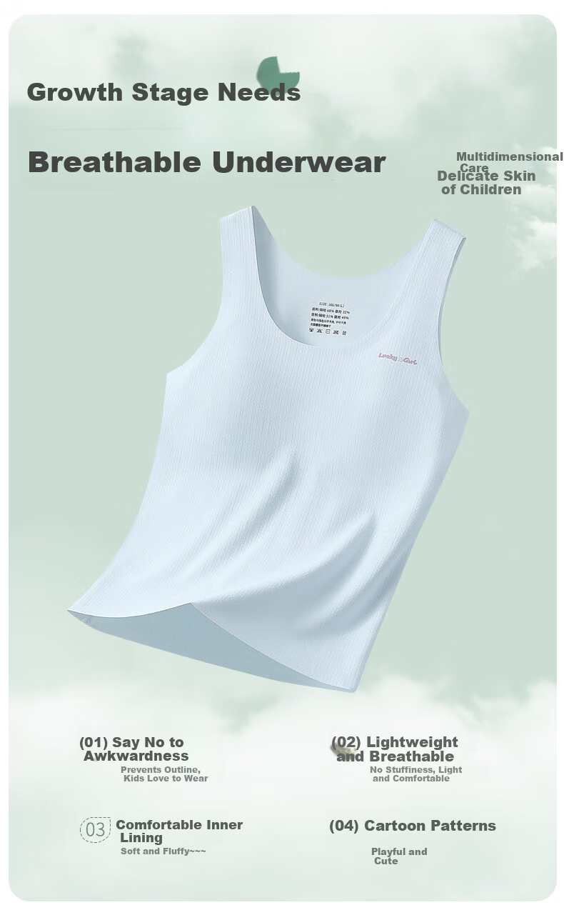 Langsha Girls' Vest Underwear Student Children's Developmental Period Bra 6-12 Years Old Camisole Outerwear for Girls 3