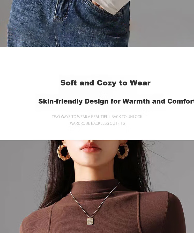 YUZHAOLIN Women's Slim Fit Half Turtleneck Fleece Lined Ribbed Base Layer Top White Autumn Winter 13