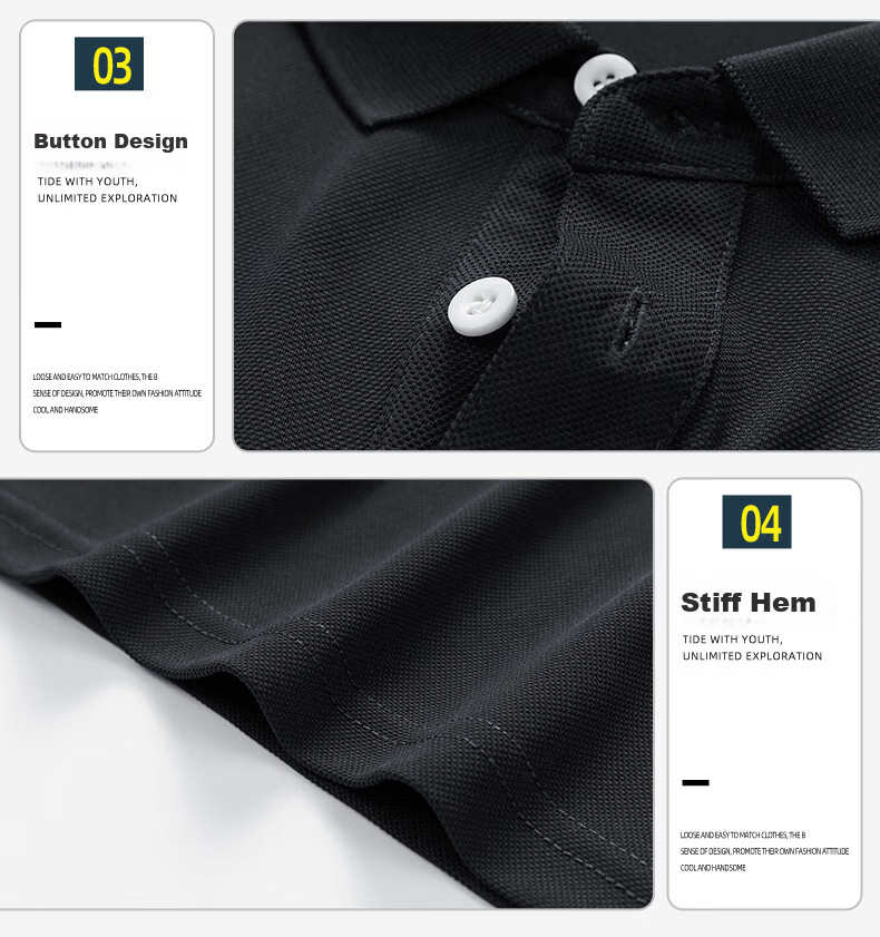 ROMON Short Sleeve Polo Shirt Summer 210G Cotton-Like Pique Mesh Breathable Ice Cool Fashion T-Shirt Casual Base Layer 6