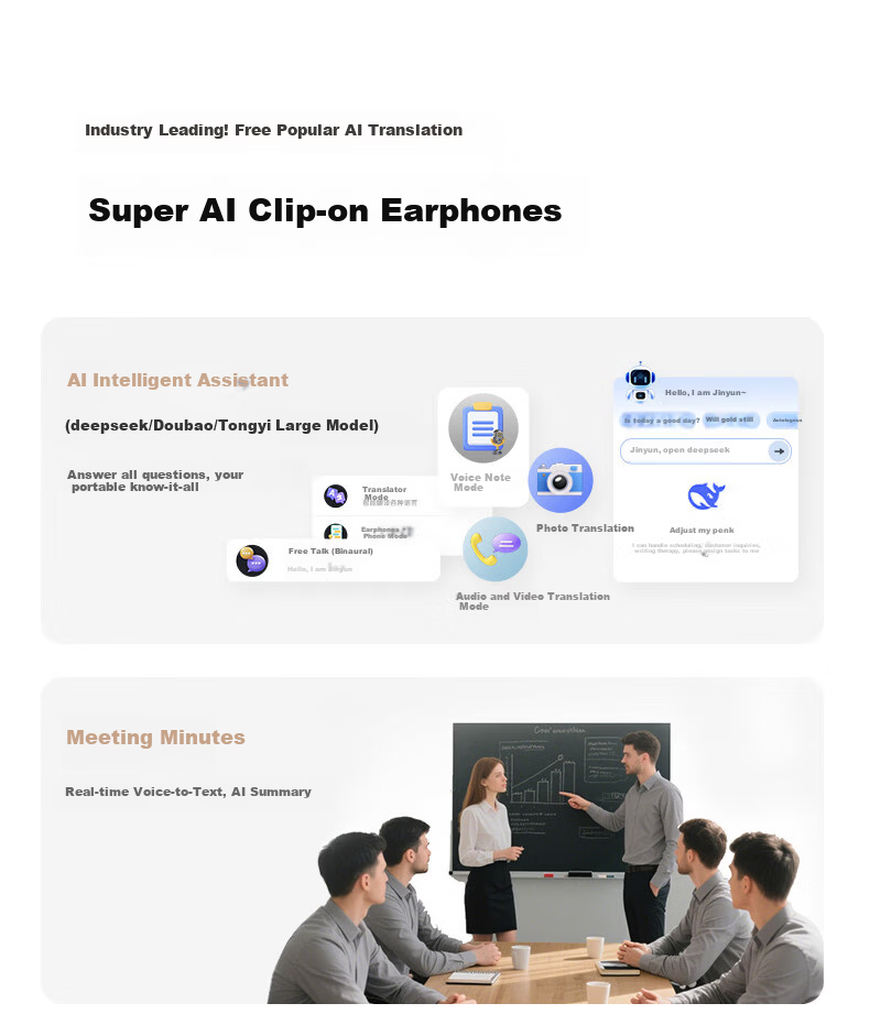 Jinyun 2026 Latest AI Noise-Cancelling Dual Bluetooth Earbuds In-Ear Clip-On Two-in-One Deep Active Noise Cancellation Long-Lasting Comfortable A30s 22
