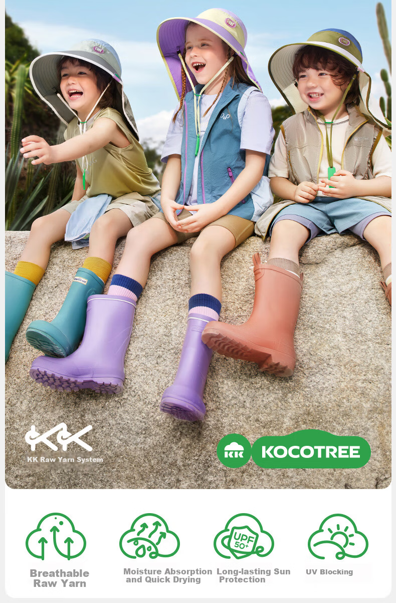 Kocotree KK Tree Kids Sun Protection Hat UV Protection Genuine Yarn Breathable Wide Brim Summer Sun Hat for Boys and Girls 3