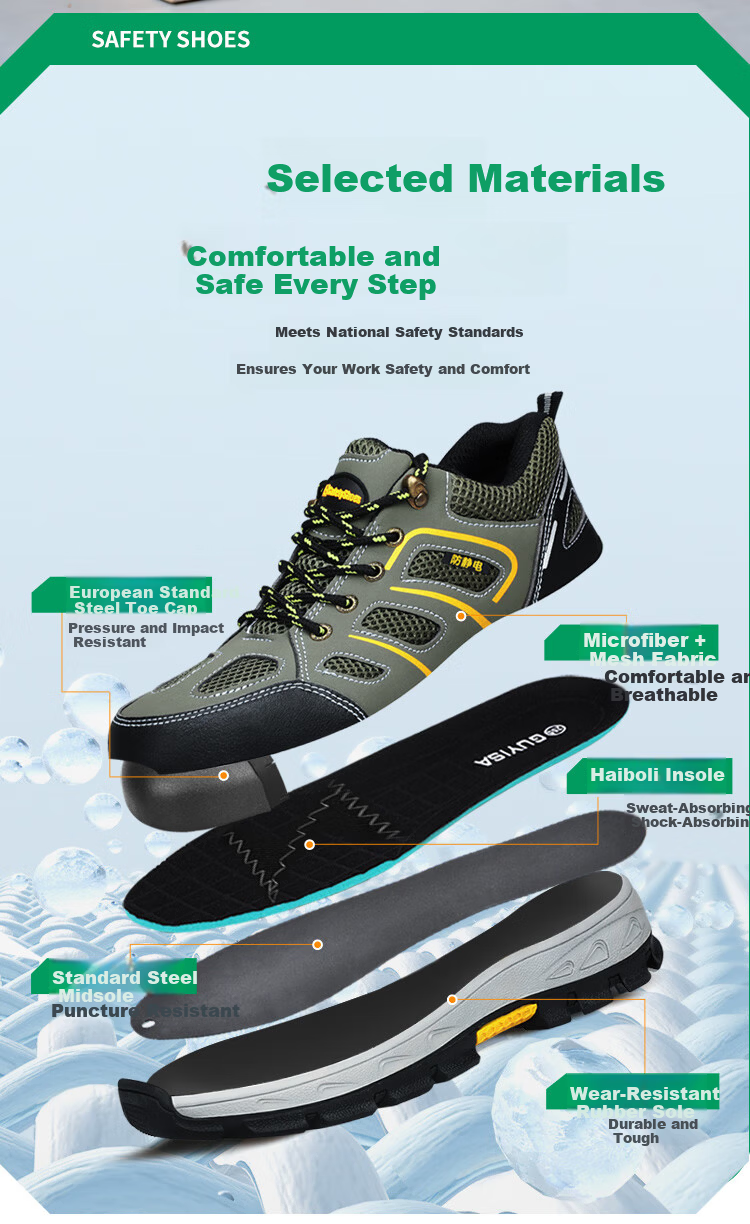 Jingtu Anti-Static Safety Shoes for Men Summer Breathable Steel Toe Cap Puncture-Resistant Work Shoes for Gas Station 857A Size 40 6