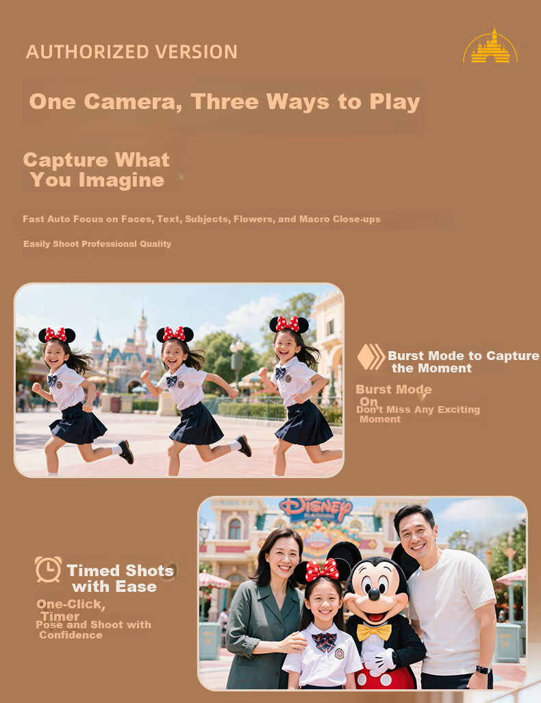 Disney Retro CCD Digital Camera with Flip Screen, Image Stabilization, Beauty Mode – Student Gift for Girlfriend's Birthday 520 17