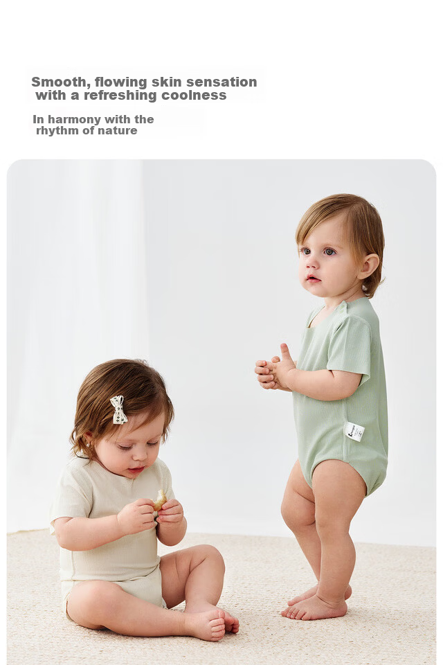 TONGTAI Baby Short Sleeve Bodysuit Summer Modal Infant Romper Seamless Jumpsuit Green 73cm 4