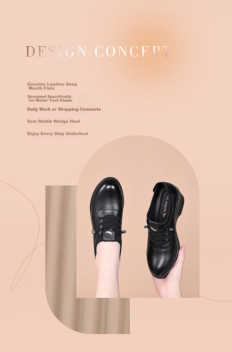 Red Dragonfly Women's Small Leather Shoes Autumn Cowhide Breathable Flats Versatile Soft Sole Work Shoes WTB352111 Black Size 39 2
