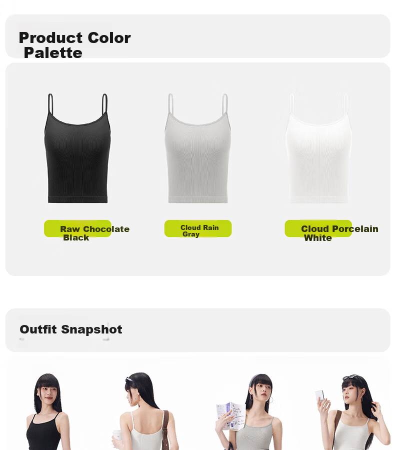 Half-Training Camisole with Chest Pad, Backless Bra, Integrated Inner Wear and Outer Wear, Cloudy Gray, Size S 28