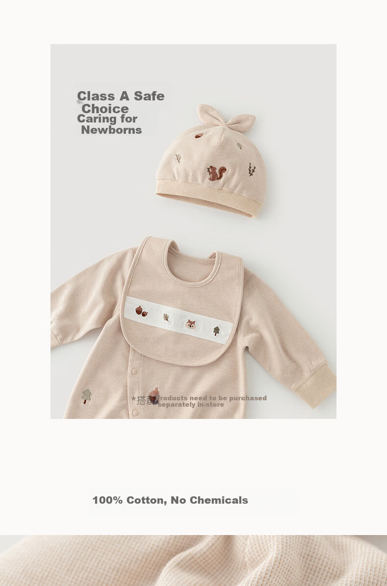 Guaiqi Bear Newborn Baby Pure Cotton Cap Spring and Autumn Seamless Soft Fontanelle Protection Baby Cute Outdoor Hat 3