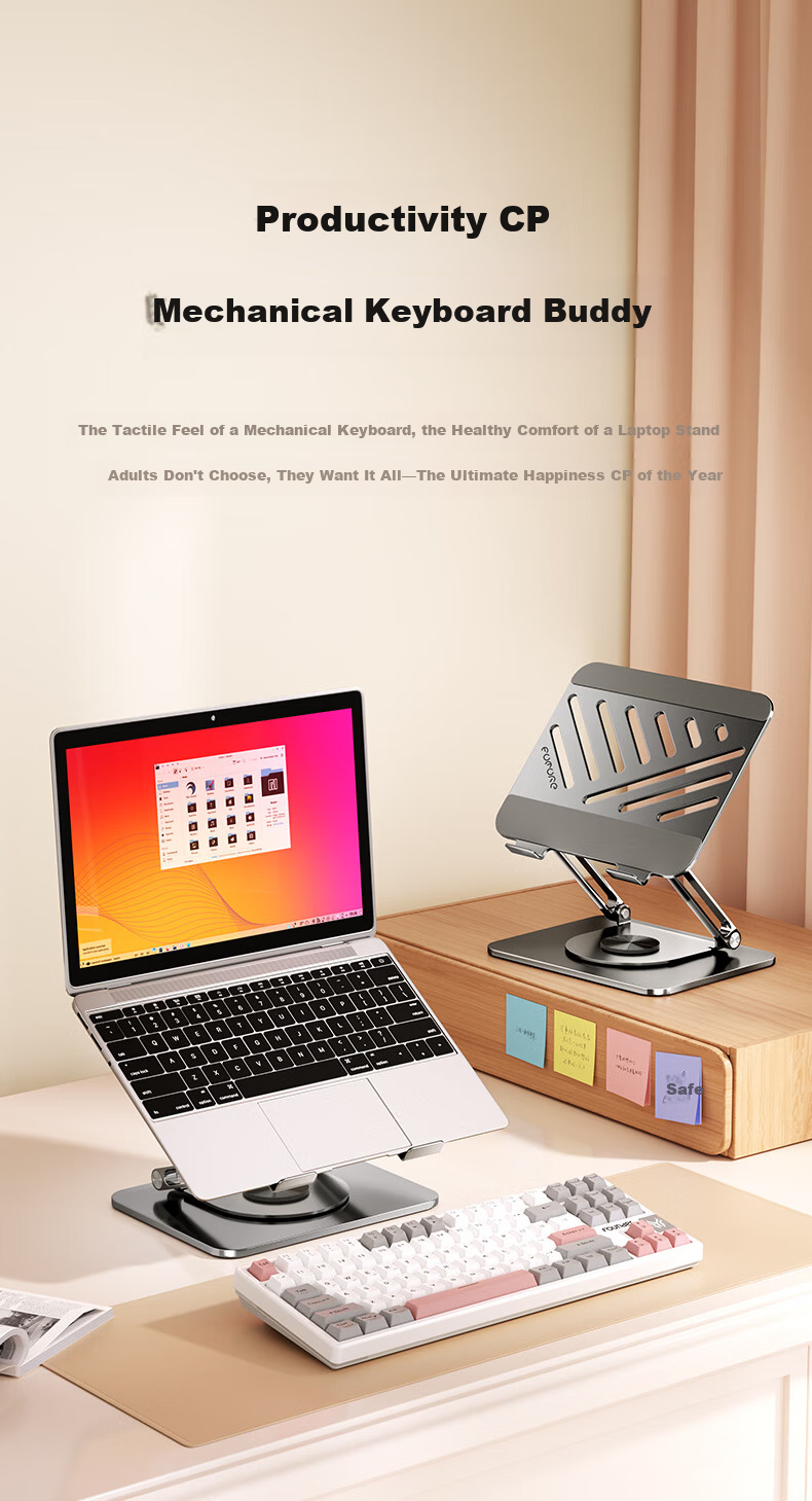 Weilaixi FZ3 Laptop Stand, Black Color, Tablet Cooler, 360° Rotating Infinite Height Adjustment Suspended Vertical Stand, for Apple Mac Lenovo Legion Portable Display Riser Desk 6