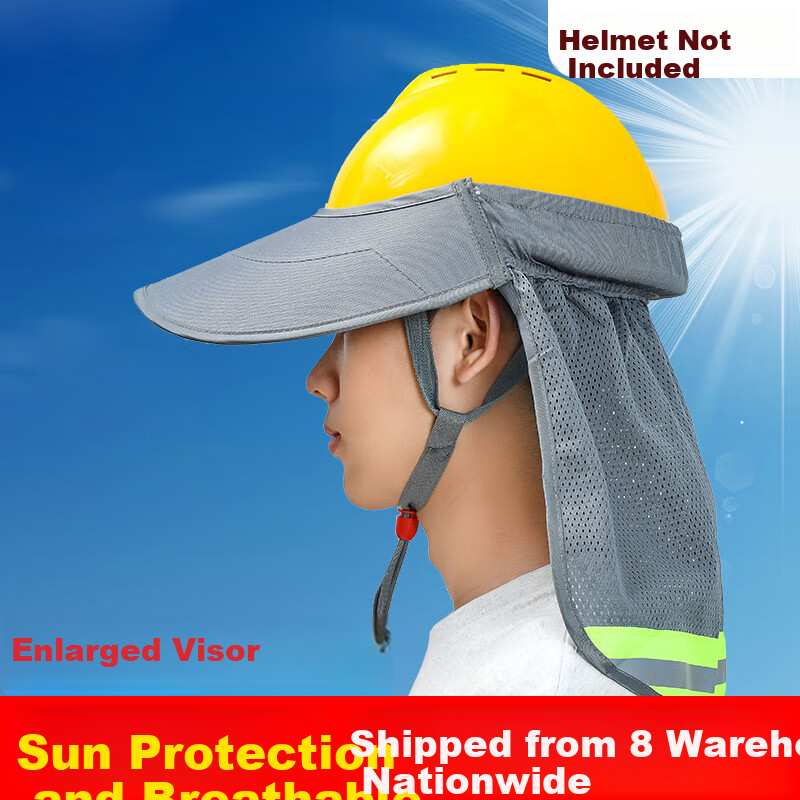 Aidier Safety Helmet Sunshade Cap Brim Enlarged Breathable Summer Construction Work Sun Protection Hat Gray Duckbill Sunshade Brim CW749279