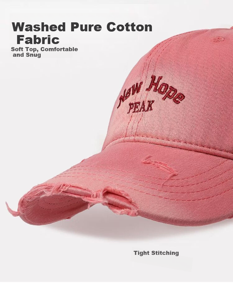 Peak Baseball Cap Small Face Large Head Circumference Distressed Vintage Style Wide Brim Outdoor Sun Protection Breathable Sports Hat 12