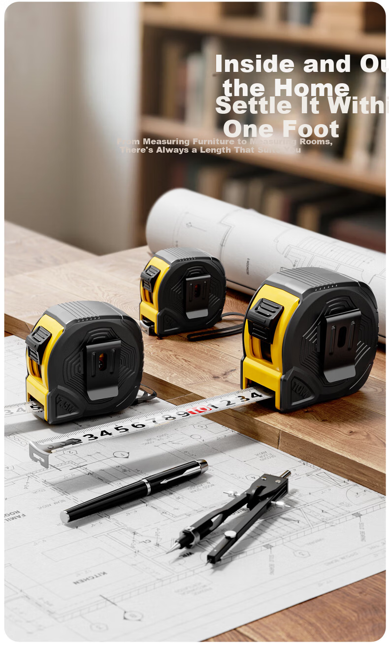 Oulaide Fully Rubber-Coated Steel Tape Measure, Thickened Household Measuring Tape, Meter Ruler, Box Ruler, High-Precision Ruler, National Standard II Grade Precisio 4