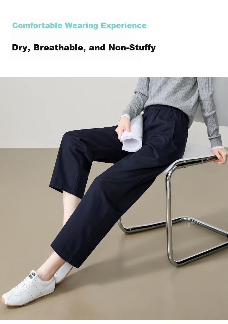 ESE-Y Laisai Cotton Lyocell Scythe Pants Women 26 Spring New Slim Fit Cropped Harem Straight Casual Pants Dark Blue 31 8