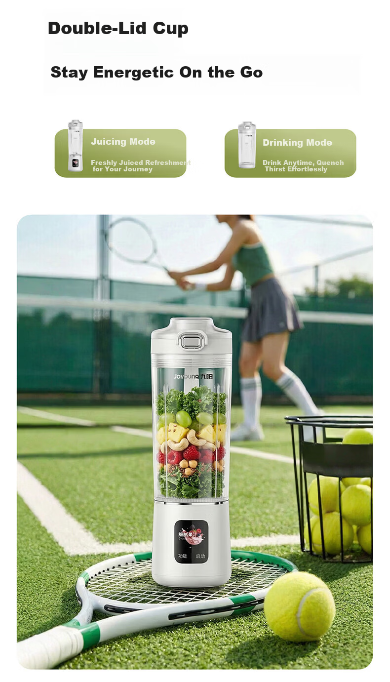 Joyoung Juicer Cup Slim Waist Small Blender Fruit and Vegetable Juice Smoothie Food Processor Home Camping Rechargeable Wireless Portable Juicer LJ670 Blue 15