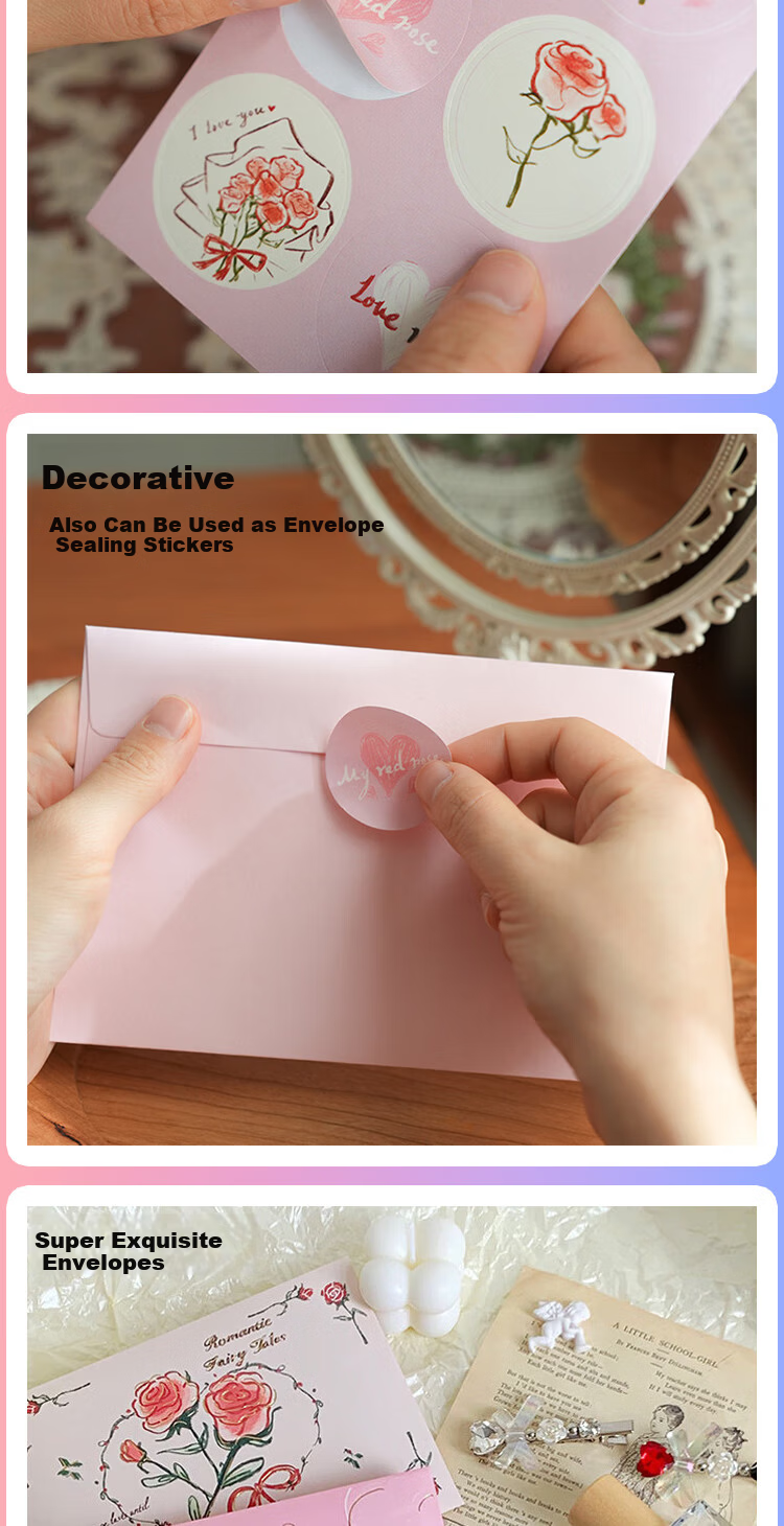 Jufu 3D Pop-Up Greeting Card High-End Foldable Rose Blessing Cute Confession Card Set for Girls Friends Birthday Graduation Anniversary 520 Gift 5