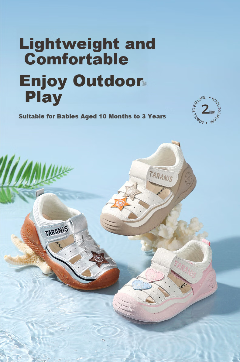 TARANIS Baby Walking Shoes Summer Toddler Sandals Closed Toe Anti-Kick Functional Shoes Breathable Beach Shoes Silver Size 22 1