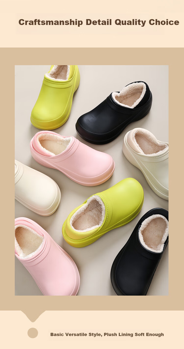 LangSha Autumn Winter New Waterproof Non-Slip Thick Sole Wedge Warm Cotton Shoes for Women Home and Outdoor Pink Size 36-37 11
