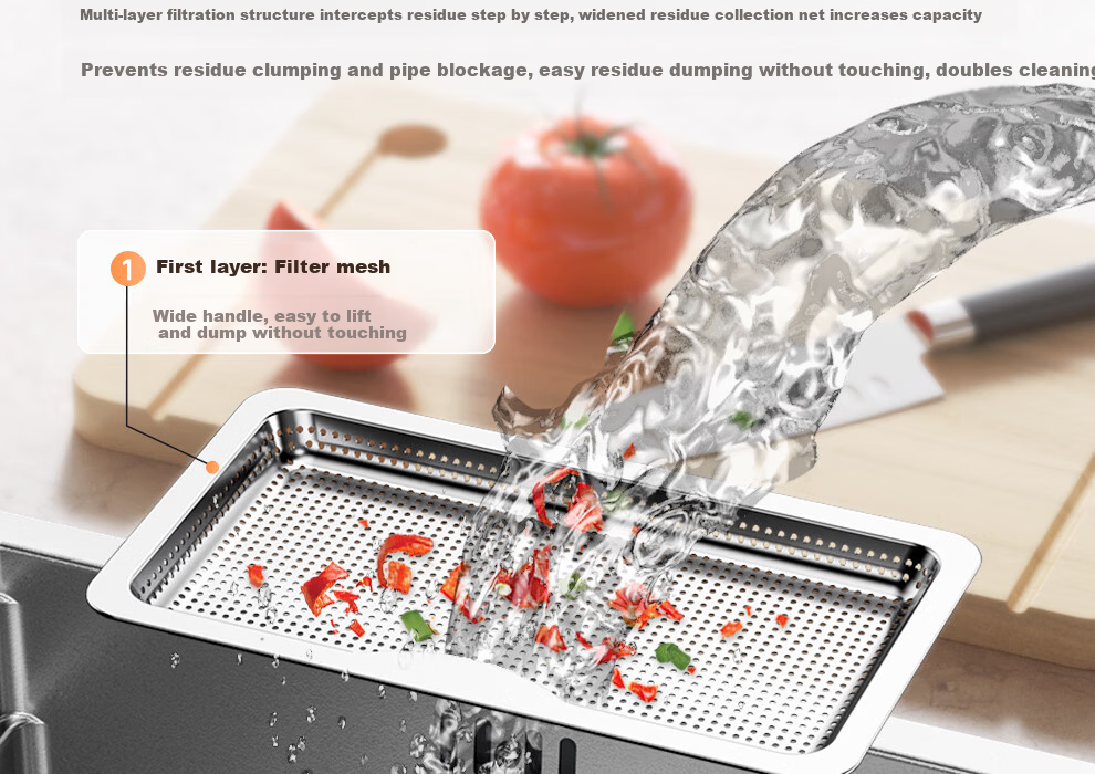 Arrow Brand Baibao Basin Large Single Sink 4MM Thickened Kitchen Vegetable Washing Basin Household 304 Stainless Steel Double Rail Debris Collection Sink 16