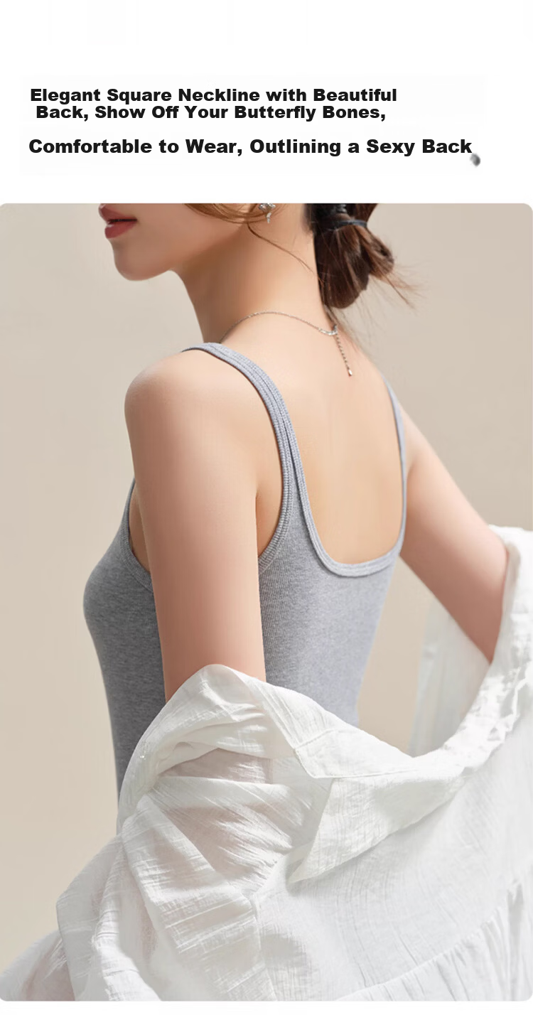 GUJIN Cotton Blend Side Coverage Thin Strap Camisole Vest for Women, No Chest Pad, Base Layer Top, Suitable for Outerwear and Blazer Innerwear, Size M 8