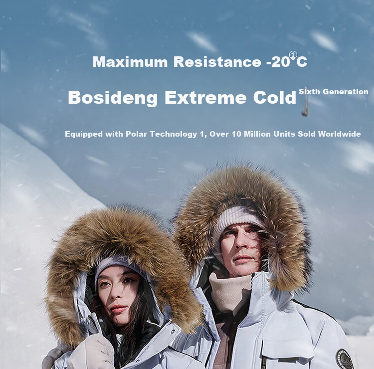 Bosideng 90% Down Jacket Unisex Couple Fashion Thickened Goose Down Large Fur Collar Mall Style Coat 1