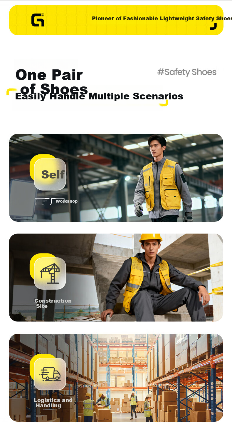 Junbu Safety Shoes Unisex Anti-Smash Anti-Puncture Steel Toe Ultra-Light Breathable Comfortable Work Shoes 6009 Size 41 10