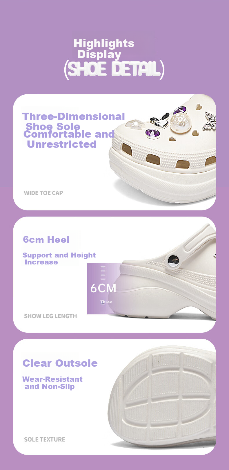 Daphne Women's Thick-Soled Comfortable Holey Shoes 2026 New Summer Slip-On Height-Increasing Non-Slip Closed-Toe Sandals 9
