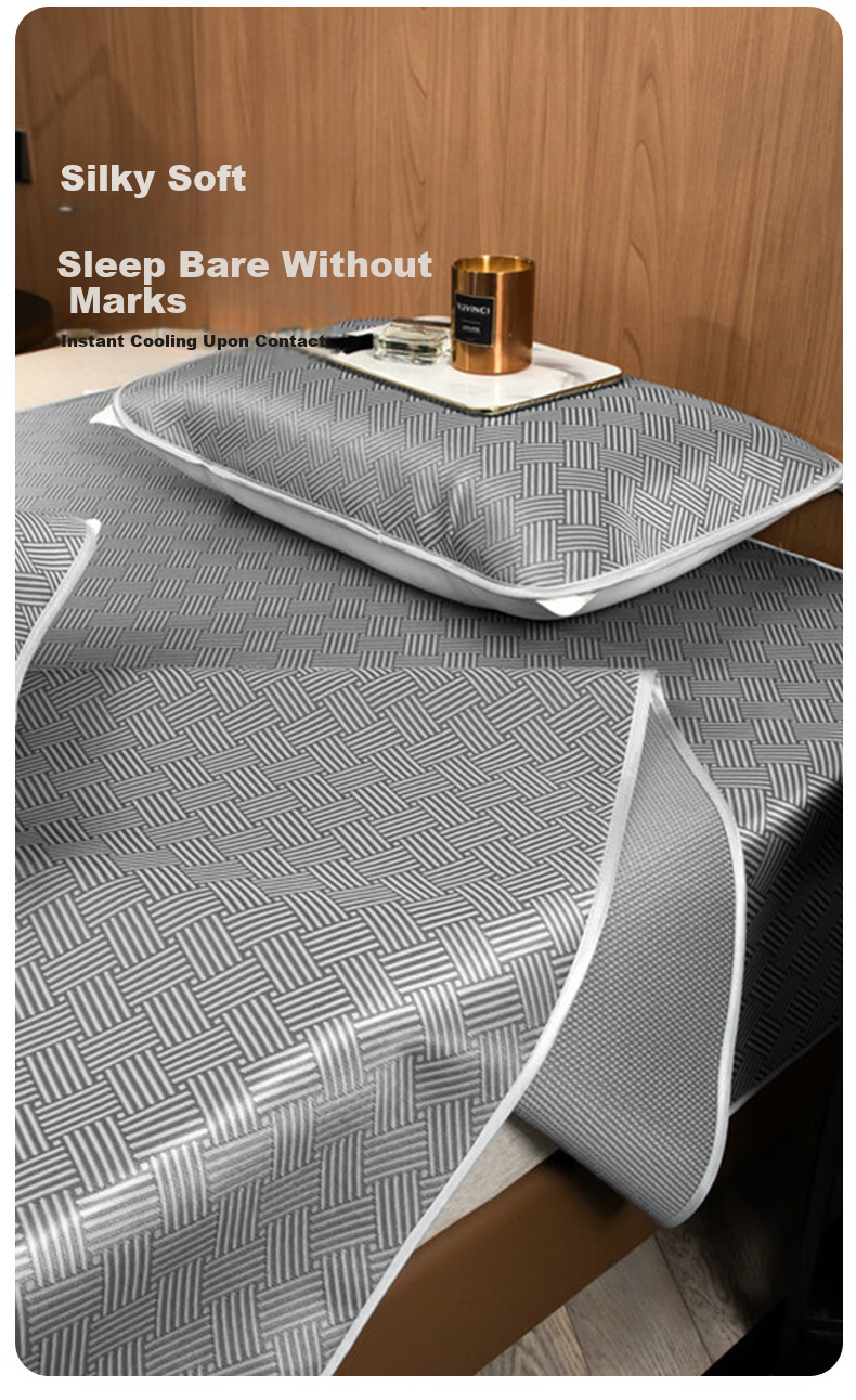 Yalu Class A Ice Silk Summer Cooling Mat Soft Foldable Air Conditioning Mat Biscuit Flower Gray 150*200cm 6