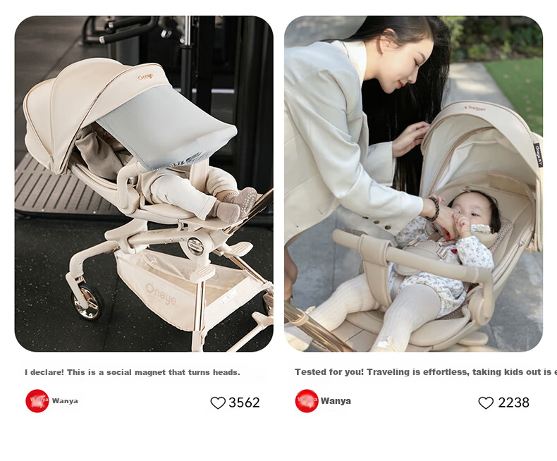 Wanya T6-2 Stroller High Landscape Baby Stroller Convertible Lightweight Foldable Reversible Champagne Gold PRO 5
