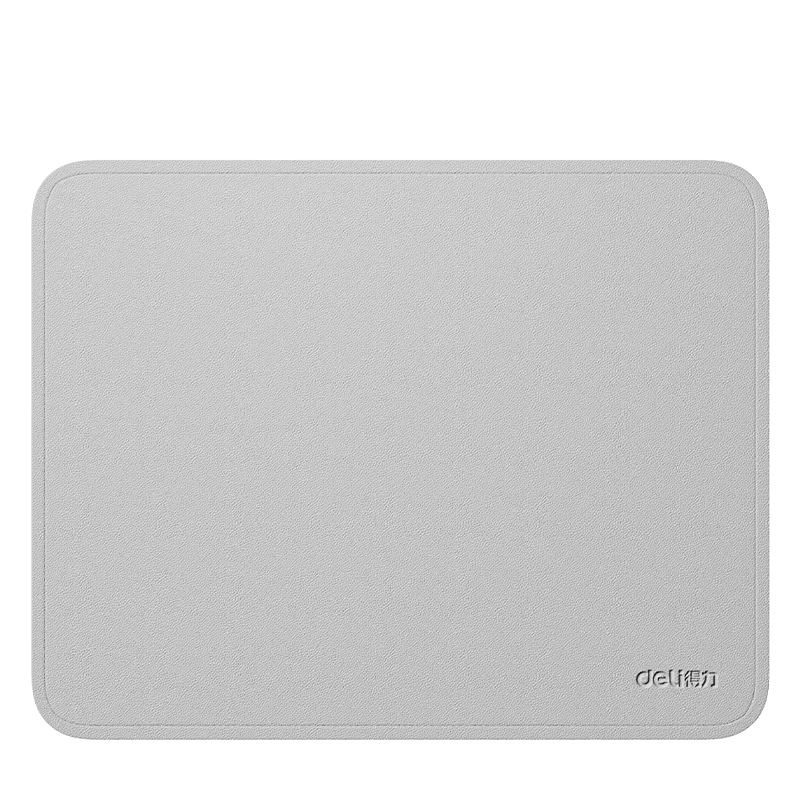 Deli PU Mouse Pad Edge-Locked Small Double-Layer 28x22cm Extended Office Gaming Esports Computer Desk Mat Leather Texture Natural Rubber Waterproof Wear-Resistant Gray