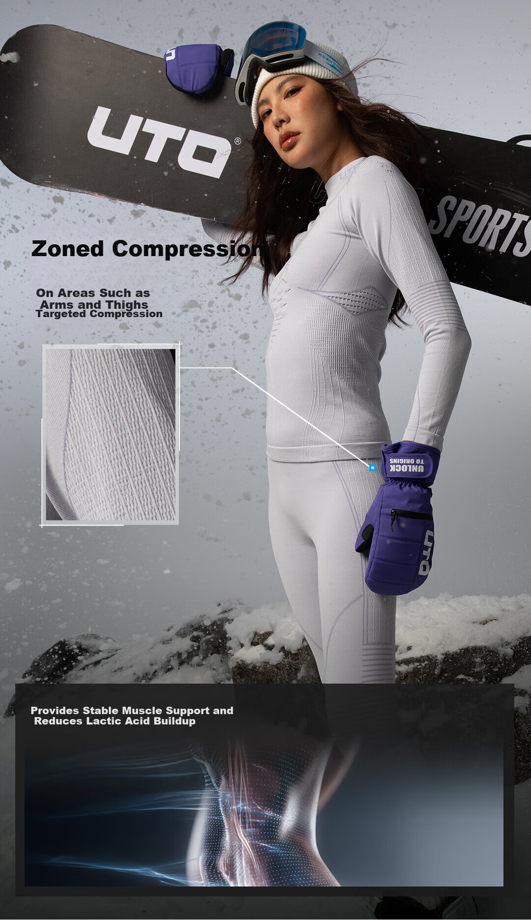 UTO Merino Wool Quick-Dry Base Layer Set Unisex Ski Mountaineering Thermal Underwear Classic Black Men’s L 8