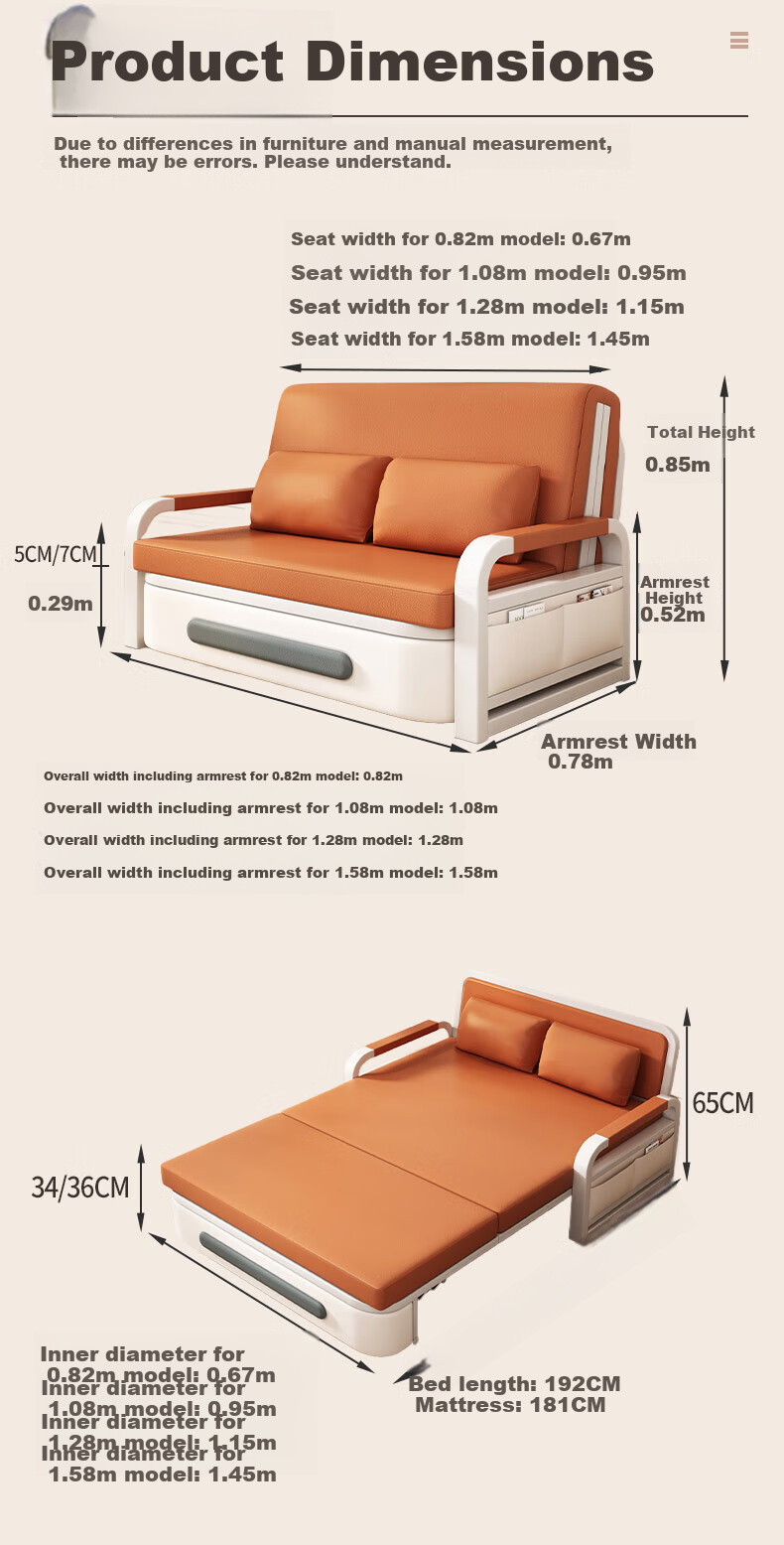 Yamile Foldable Sofa Bed 2-in-1 2025 New Model Pull-Out Foldable Multifunctional Small Apartment Single Sofa Bed 12