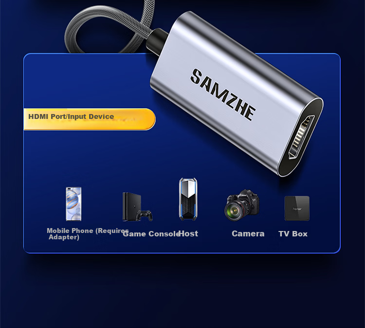 Sanze Video Capture Card Switch Game HDMI Female to USB Capture Adapter Cable PS4/NS Laptop Mobile Phone Live Streaming CJQ-015B 3