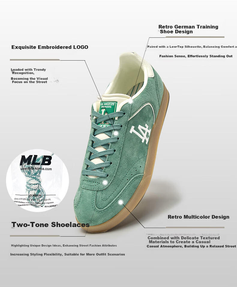 MLB Unisex Retro Dopamine Thin Sole Sneakers Double Shoelaces Casual Shoes 26 Spring New 3ASXCB16N-50BKS-245 4
